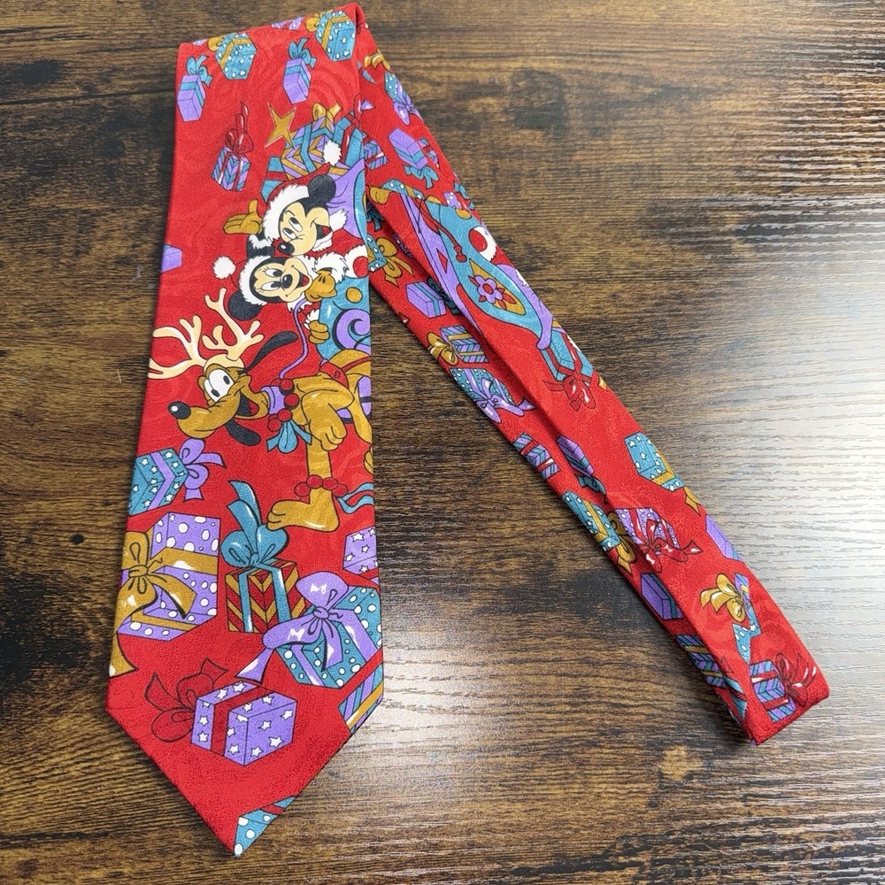 Vintage Disney Mickey Unlimited Christmas Necktie Mickey‎ Minnie Pluto Holiday - Picture 8 of 9